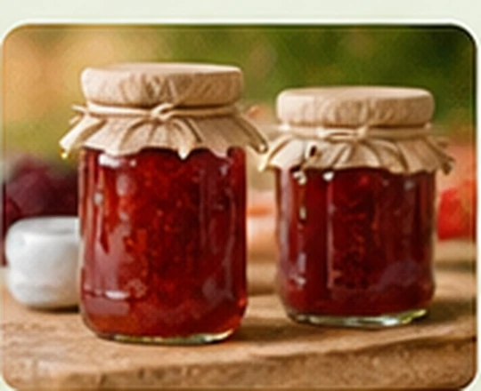 Jars of homemade preserves